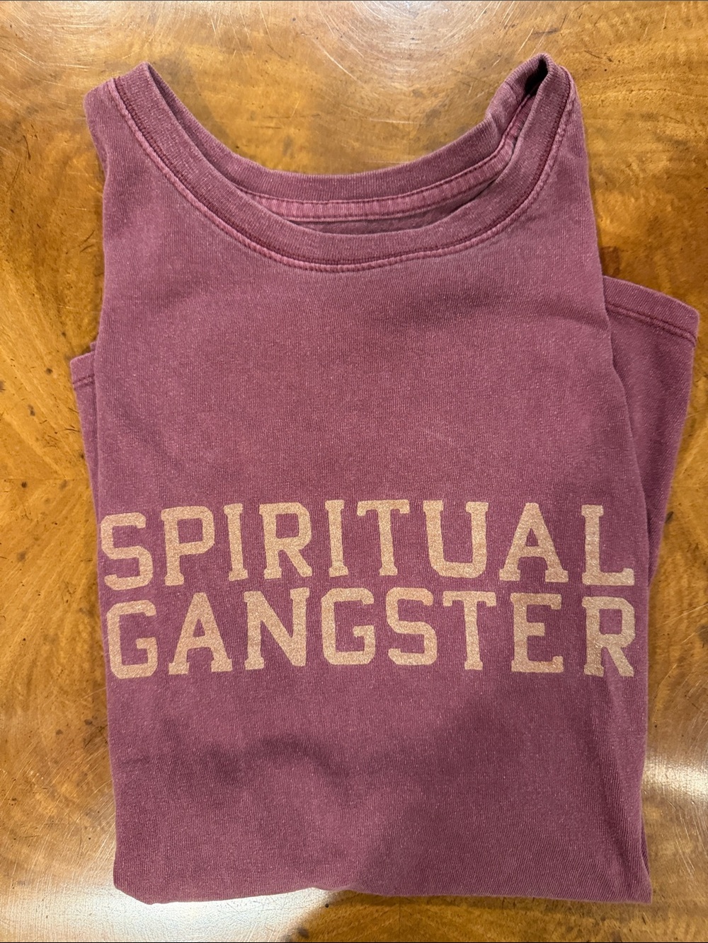 Spiritual Gangster woman Sleeveless Logo Tank - Burgundy with Tan Print - Picture 9 of 9
